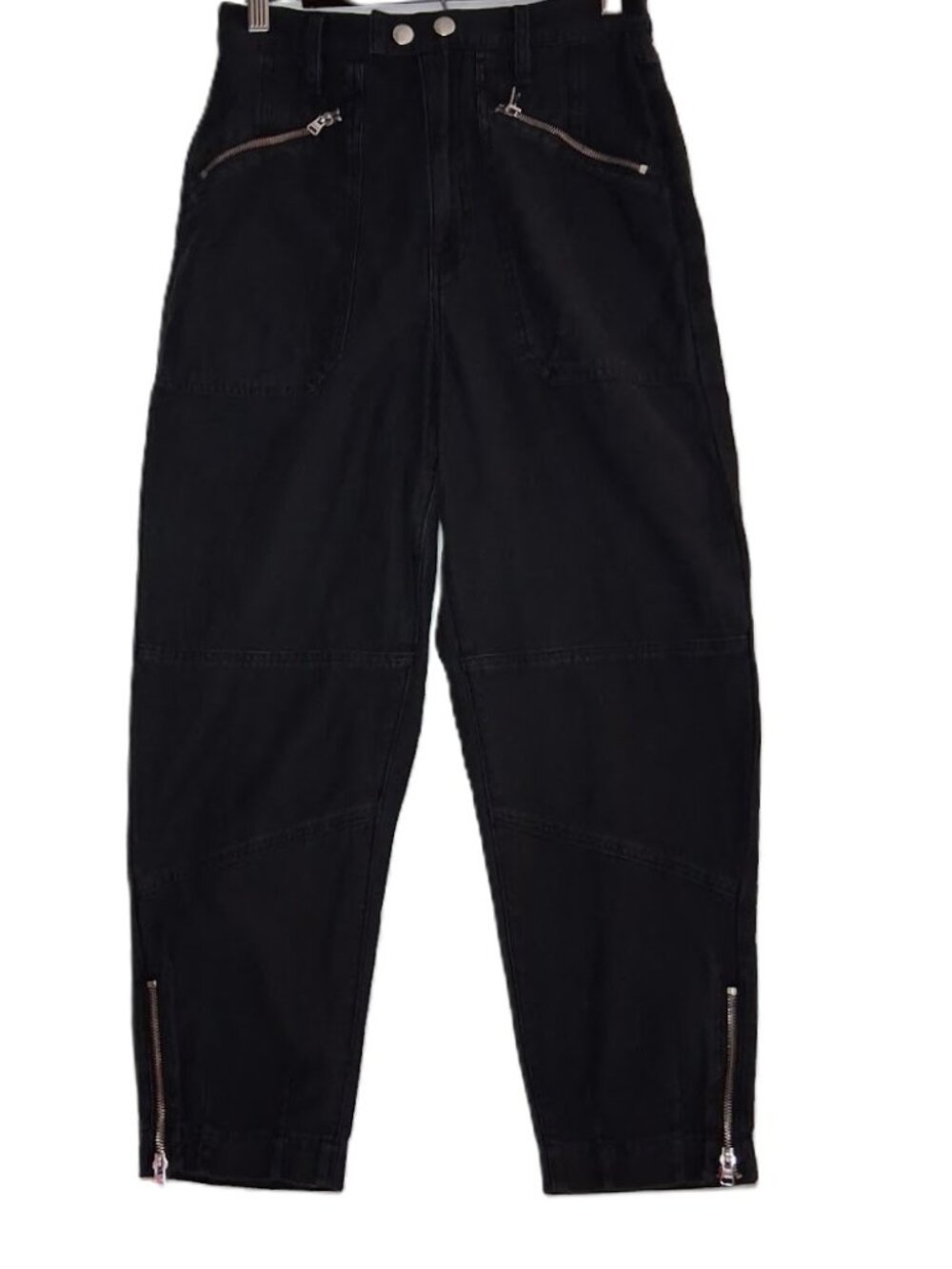 FRAME Wide Moto Zip High-Rise Woman's Jeans Washed Black Style# MZP864R Size 27 - Picture 8 of 9